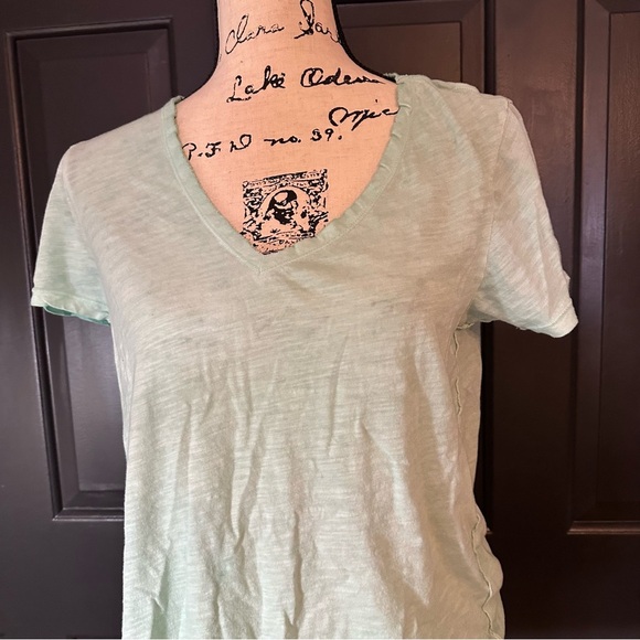MAEVE* Anthropologie Women's Cotton V-Neck S/S Mint Green T-Shirt Tee M(H) - Picture 2 of 9